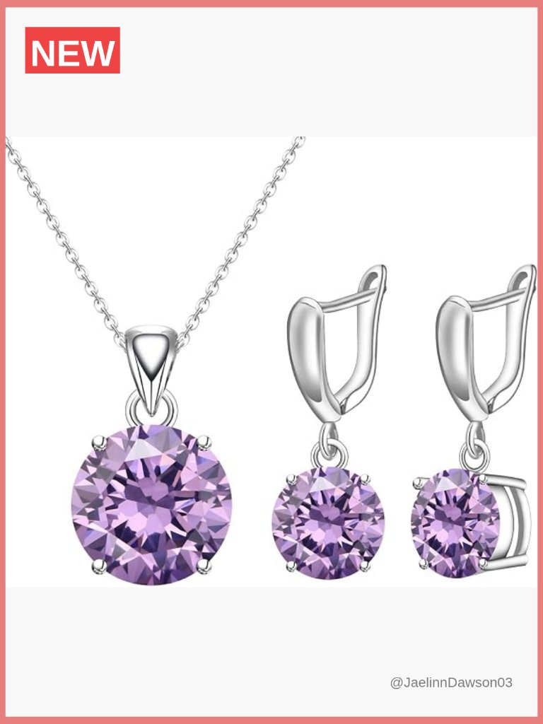 Round Cubic Zirconia Necklace And Earrings Set, Daily Party Prom Wedding